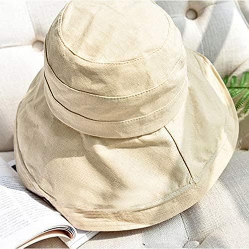 Beige Strandhatt för Kvinnor Vikbar Sommarhatt Bredbrättad Strandhatt