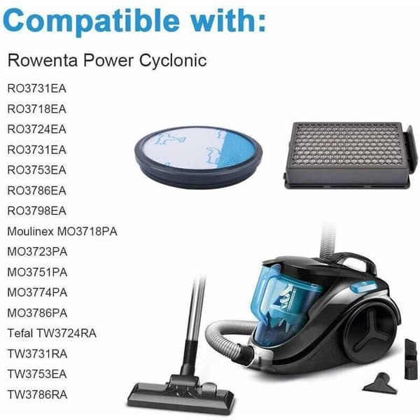 2 Filter Kit til Rowenta Støvsuger RO3731EA RO3753EA RO3786E