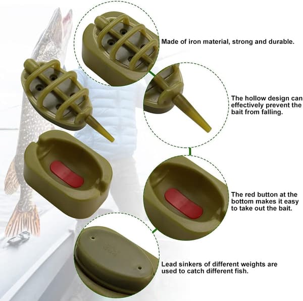 10 STK Fiskemetode Mater Inline Bly Fiske Karpe Plast