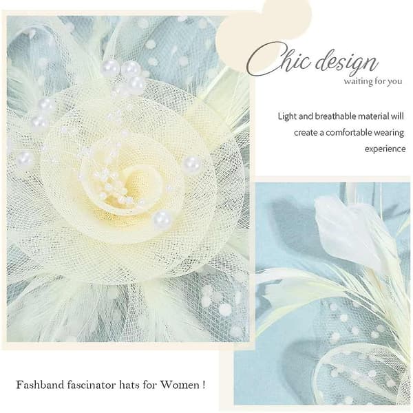 Fjer Blomster Mesh Hårklemme Beige Hårklemme Bryllup Hår Tilbehør Til Kvinder Piger
