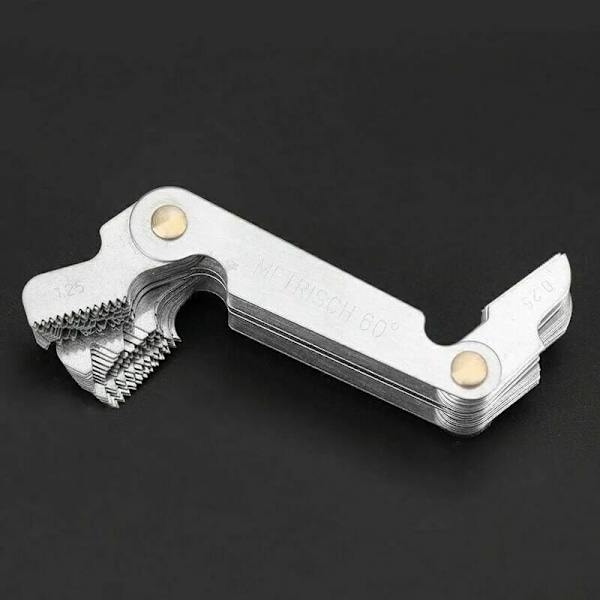 Gevindunderlag, metrisk gevindmåler 58 blade indstillingsskrue gevindskæring gevindmåler metrisk tomme målesystem, sølv, et stykke