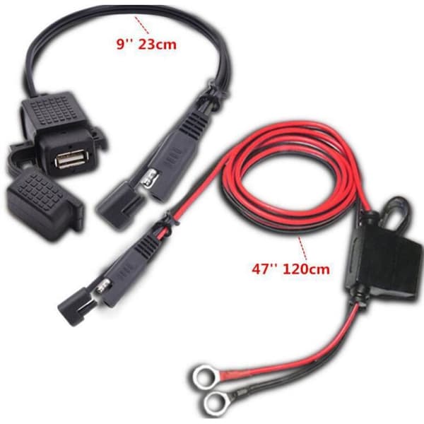 3.1Amp Vandtæt Motorcykel Dobbelt USB Oplader Kit SAE til USB