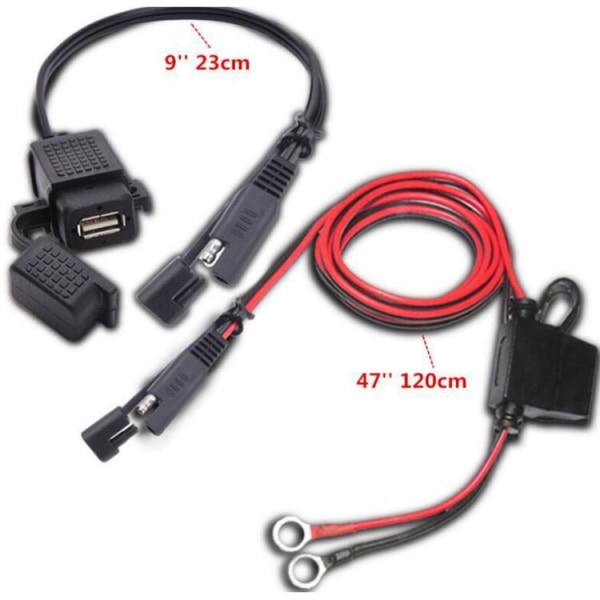 3.1Amp Waterproof Motorcycle Dual USB Charger Kit SAE to USB