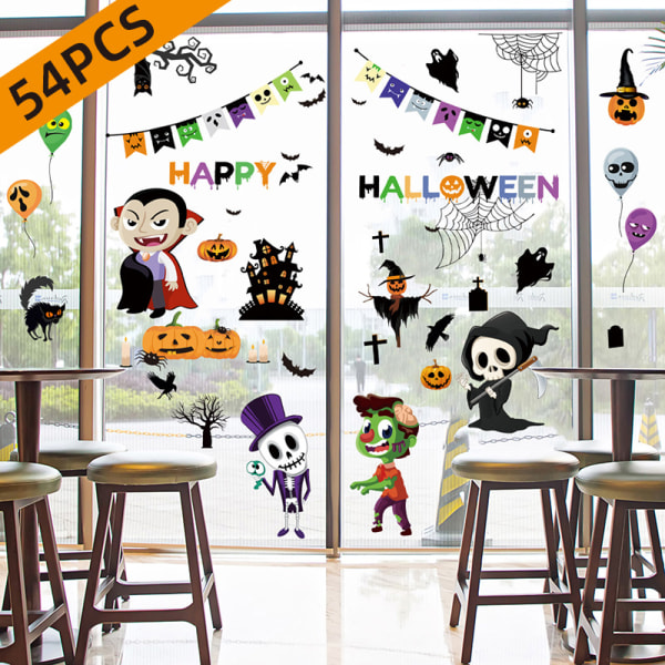 54 PCS Halloween Window Clings Halloween Window Stickers