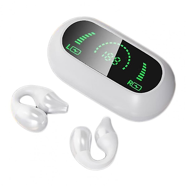 Earclip Headphones Bluetooth Bone Conduction, Painless Comfortable Wireless Earbuds white