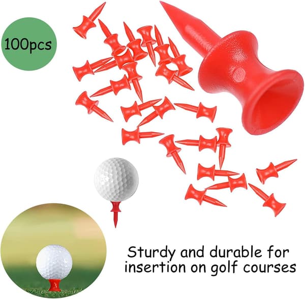 100 røde golftees, plastik step tees, små tees, golf