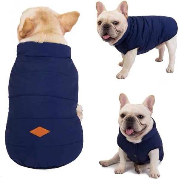 Blå storlek L i vinterkappor för hundar Kläder Hundjacka Varm