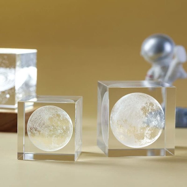 1 stycke 3D Solmåne Galaxy System Modell Pappersvikt Laser