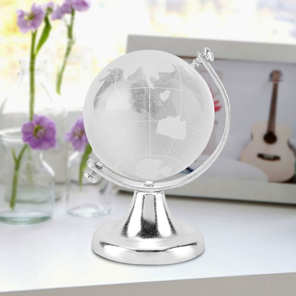 En 3D Kristallkula Globe, mini transparent glaskula, rund