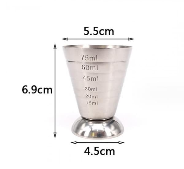 Rostfria cocktailjiggers, 2,5 oz, 75 ml, 5 matskedar, 2-pack