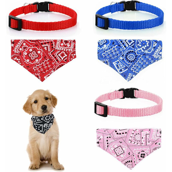 4 Pack Cat Collars with Removable Bow Tie Bohemia Bandana Pet Col