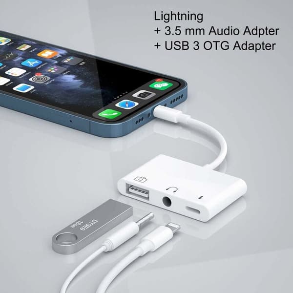 USB-lydadapter til lyd, 3-i-1 USB-kameralæseradapter med