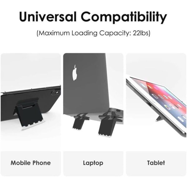 Set med 2 svarta mini-laptopstativ, osynligt laptopstativ, hopfällbart