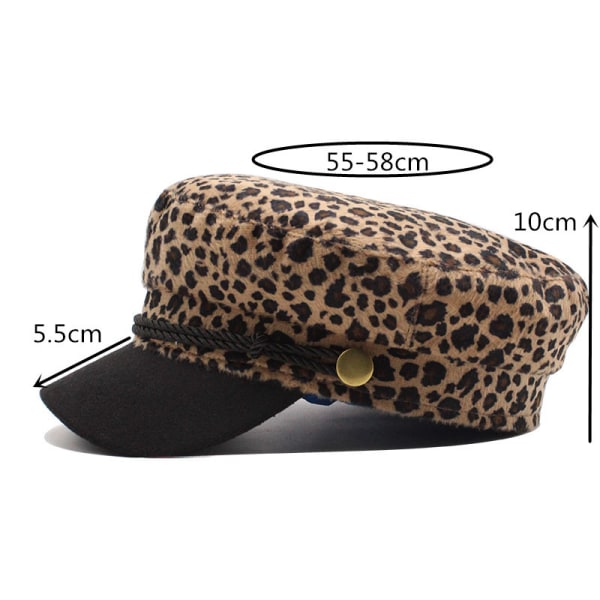 Dam Beret med Spikar Vinter Ivy Flat Hatt Leopard Beret
