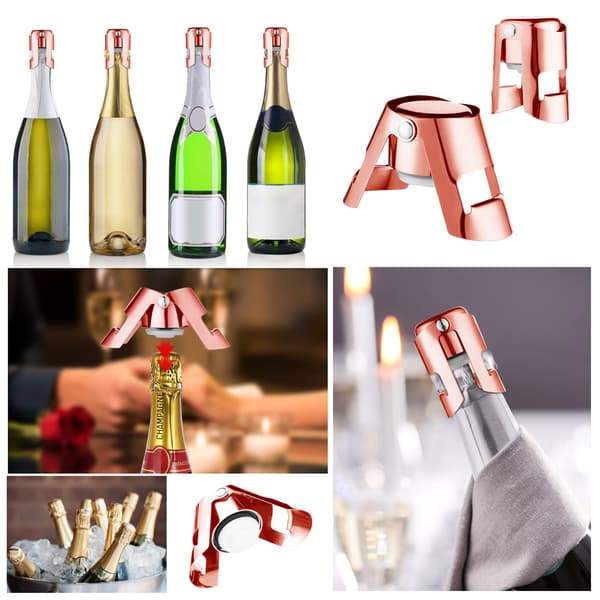 2 stk. Champagnestopper, vakuum vinprop i rustfrit stål