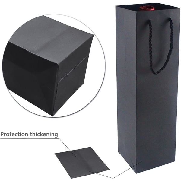 12-pack tunga presentpåsar i brunt papper med handtag (svart) - för