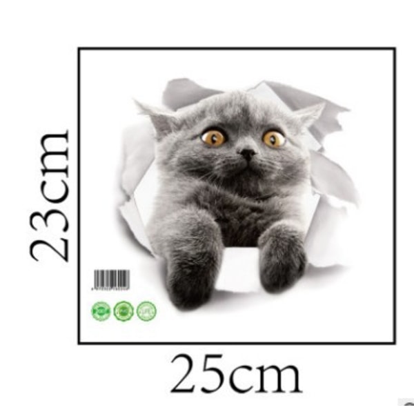 3 stk 3D Stereoskopiske Knust Kattunge Valp Veggdekor Toalett WC