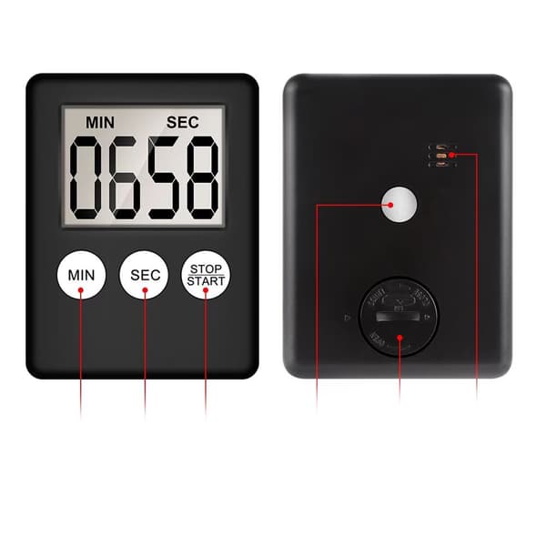 1 stk Magnetisk Elektronisk Timer (Sort)