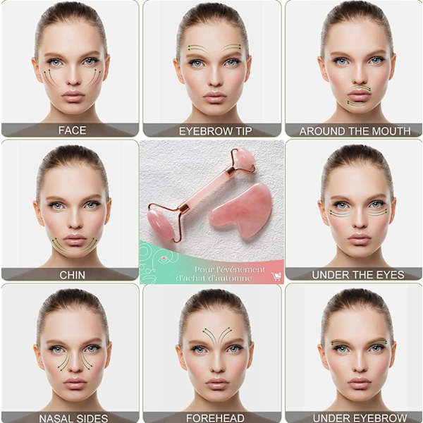 Rose-Gua Sha & Jade Roller, Ansigtsrulle, Ansigtsrulle Hud