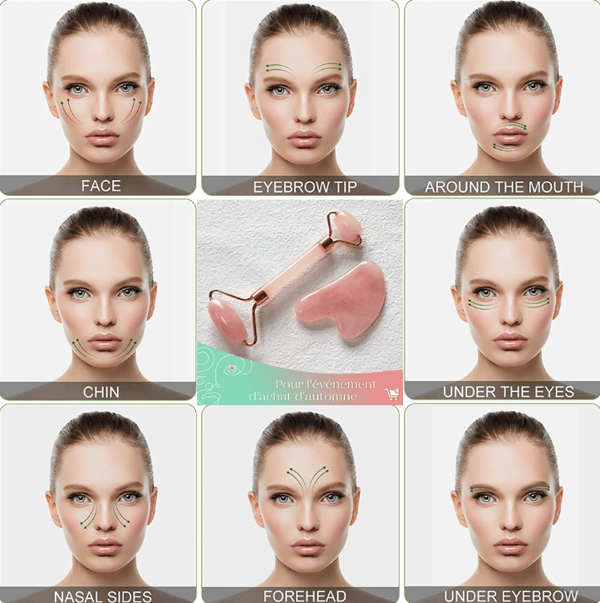 Roség-Gua Sha & Jade Roller, Ansiktsrulle, Ansiktsrulle Hud