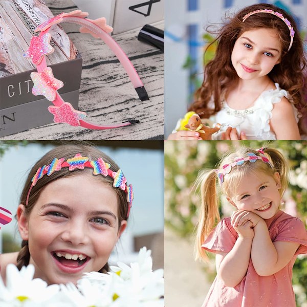6 Pakkaus Tyttöjen Hiustarrat Glitter Lasten Hiustarrat Jousi/Sydän/Tähti Hiustarrat Makeat Hiustarrat Taaperoille/Tytöille/Teineille