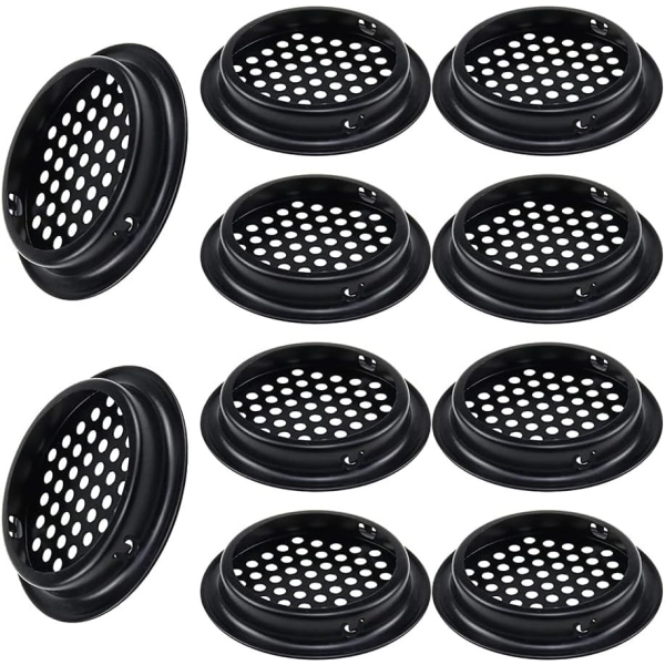 10 stk 53 mm/2 tommer ventilasjonsgitter i rustfritt stål for skap