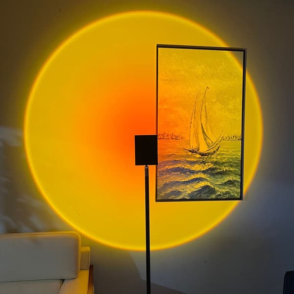 Malli A auringonlaskulamppu, auringonlaskulamppu, auringonlaskun projektiolamppu, 360°