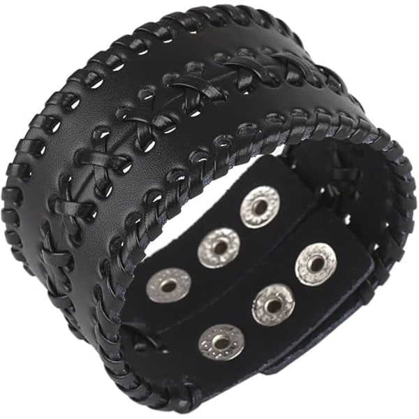 Läderarmband för män Punk Flätad rep Legering Armband Bangle Wris