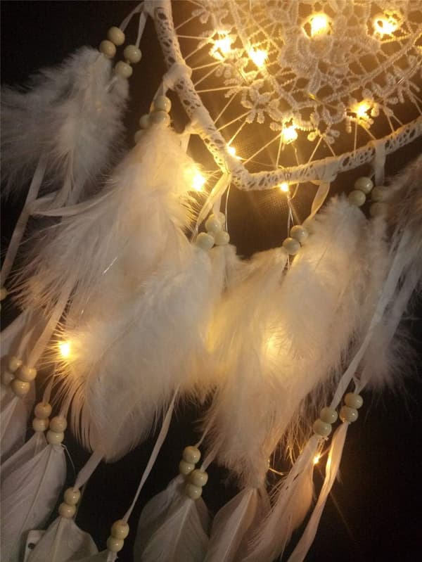 Drømmesnapper (20*45cm, Hvid, Lys), Boho Stil LED Lys