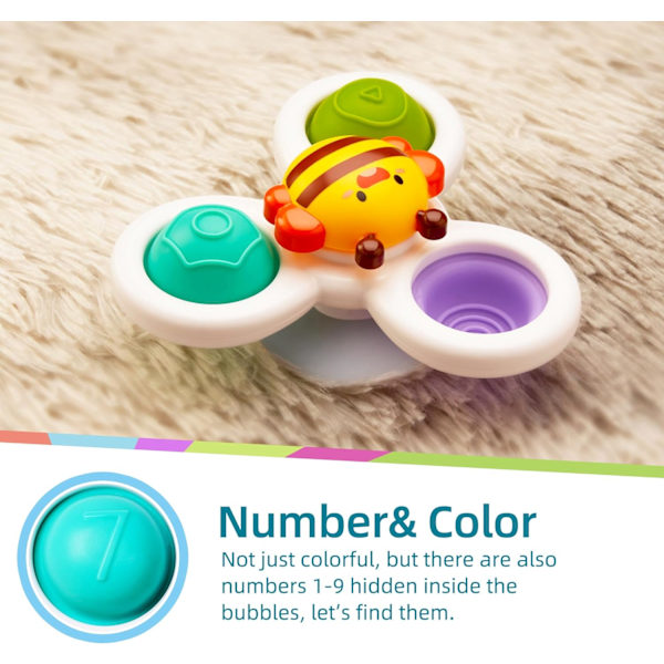 Sterke sugekopp Fidget Spinnerz sensoriske badeleker for baby 6 1