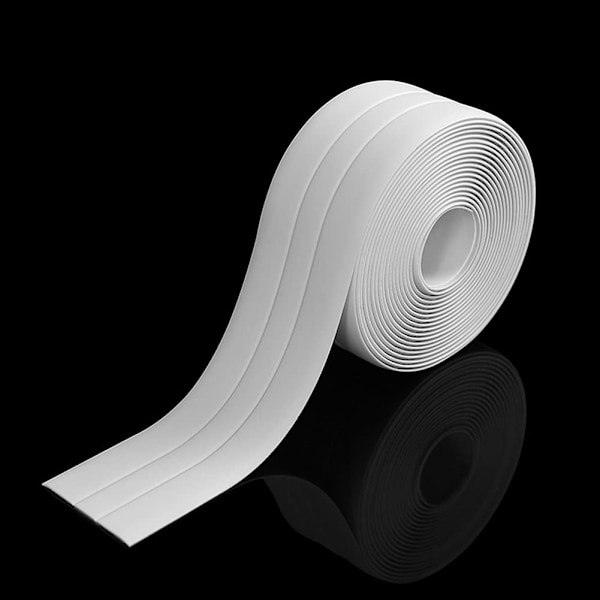 Trefoldet tætningsbånd (320 x 3,8 cm), hvid PVC-strimmel, selvklæbende anti-skimmel og anti-lækage tape, der er egnet til mange O