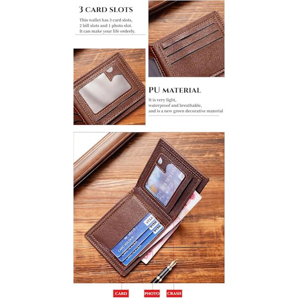 Ægte Læder Herre Bifold Tegnebog Slim Tegnebog til Mænd eller Kvinder Kreditkort Holder, RFID Blokering Rejsetegnebog (Sort)