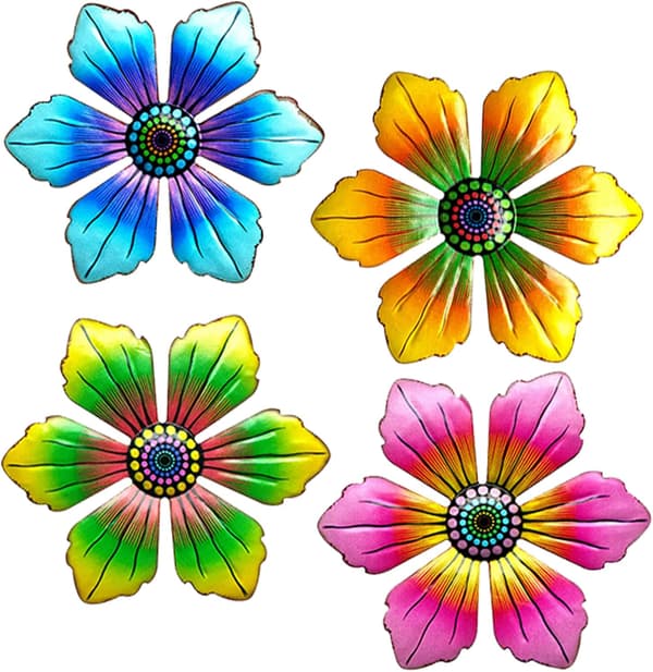 4 stycken blommiga väggkonstdekorationer prydnadsföremål inomhus utomhus