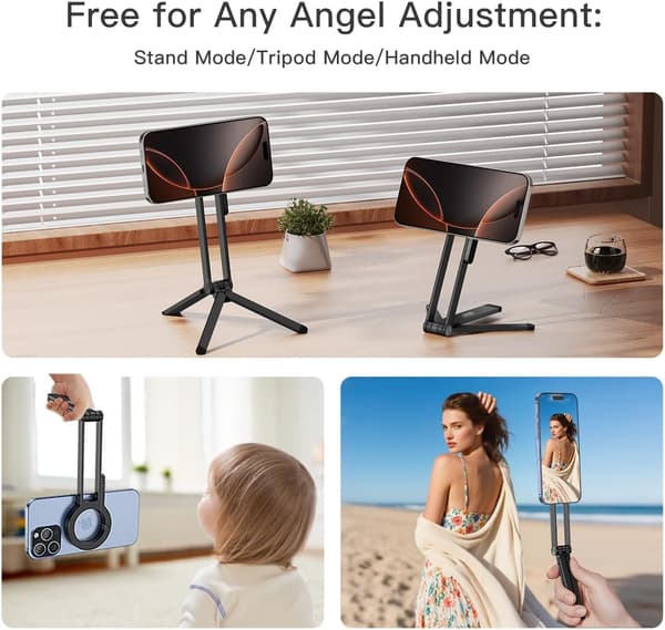 Magnetisk telefonstativ, justerbart og foldbart mini-lommestativ, stærk magnetisk selfie-stick stativ