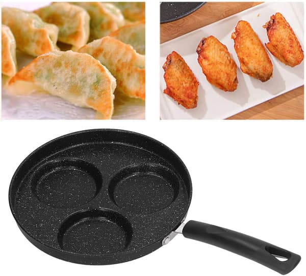 1 stk Egg Stekepanne 3 Kopper Pannekakepanne Non-Stick Metall Jern