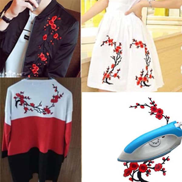 2 stykker broderte stofflapper, kan brukes til DIY