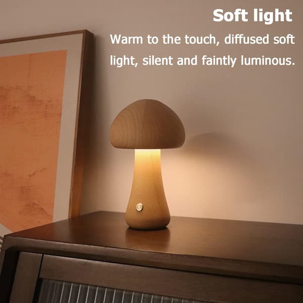 1 stk Sopp Bordlampe Trebordlampe LED Dimmbar med