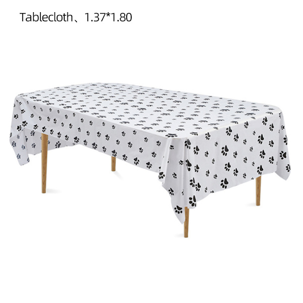 Set med 3 st hundvalps-tryckta dukar, plastdukar