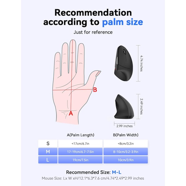 Ergonomisk Mus 1600 DPI Stille Mus 5 Justerbar DPI Trådløs Mus 2.4G Vertikal Mus 6 Knapper Datamus C