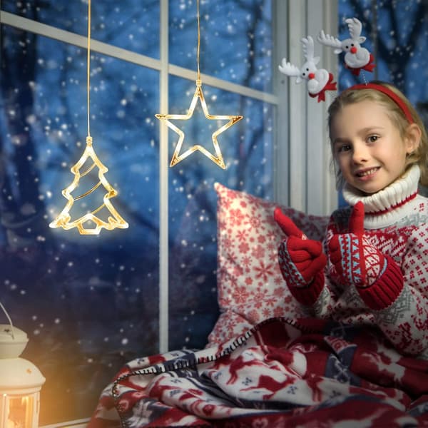 2 stk Julegardinlys, Stjerner og Juletre LED