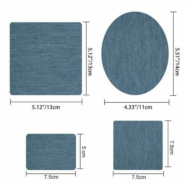 20 stk. Stryge-på Denim Stof Lappe Sy DIY Design Jeans Denim