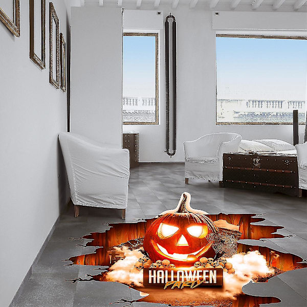 2 kpl Halloween-kauhutarra lattiatarra juhlatarra kurpitsa zombi-tarra