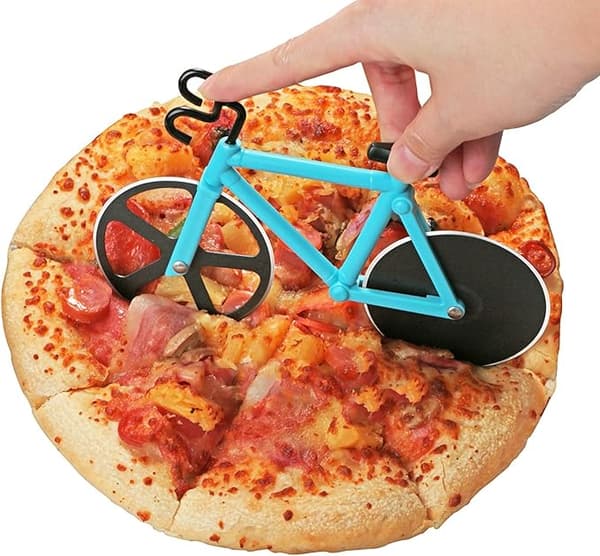 Pizza Cutter i Sykkelform, Pizza-Ruller, Rustfritt Stål