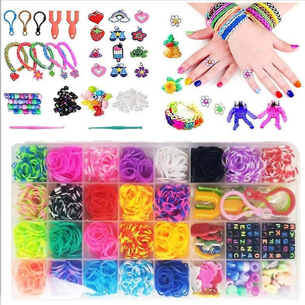 Loom Bands för barn, nytt Loom Bands-kit, Loom elastiska band för armband DIY-hantverk, armbandssats för barnleksak flickgåvor
