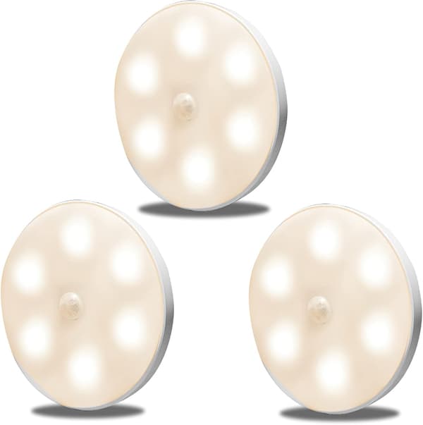 3 st Ultra-tunna LED-nattlampor med rörelsesensor, USB