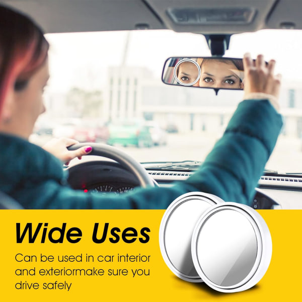 4 Pieces（White）Thinp Blind Spot Car Mirror, 360° Adjustable