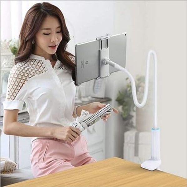 1 hvit svanehals-tabletholder, justerbar tabletholder -
