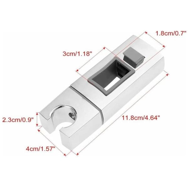 Dusjhodeholder for skinne - 18 x 30 mm - rektangulær, firkantet