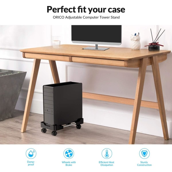 Mobil CPU-Stativ, Desktop Computer Tower Supportvogn med Justering