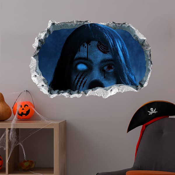 3D Halloween Väggdekaler, Kvinnlig Spöke Halloween Vägg